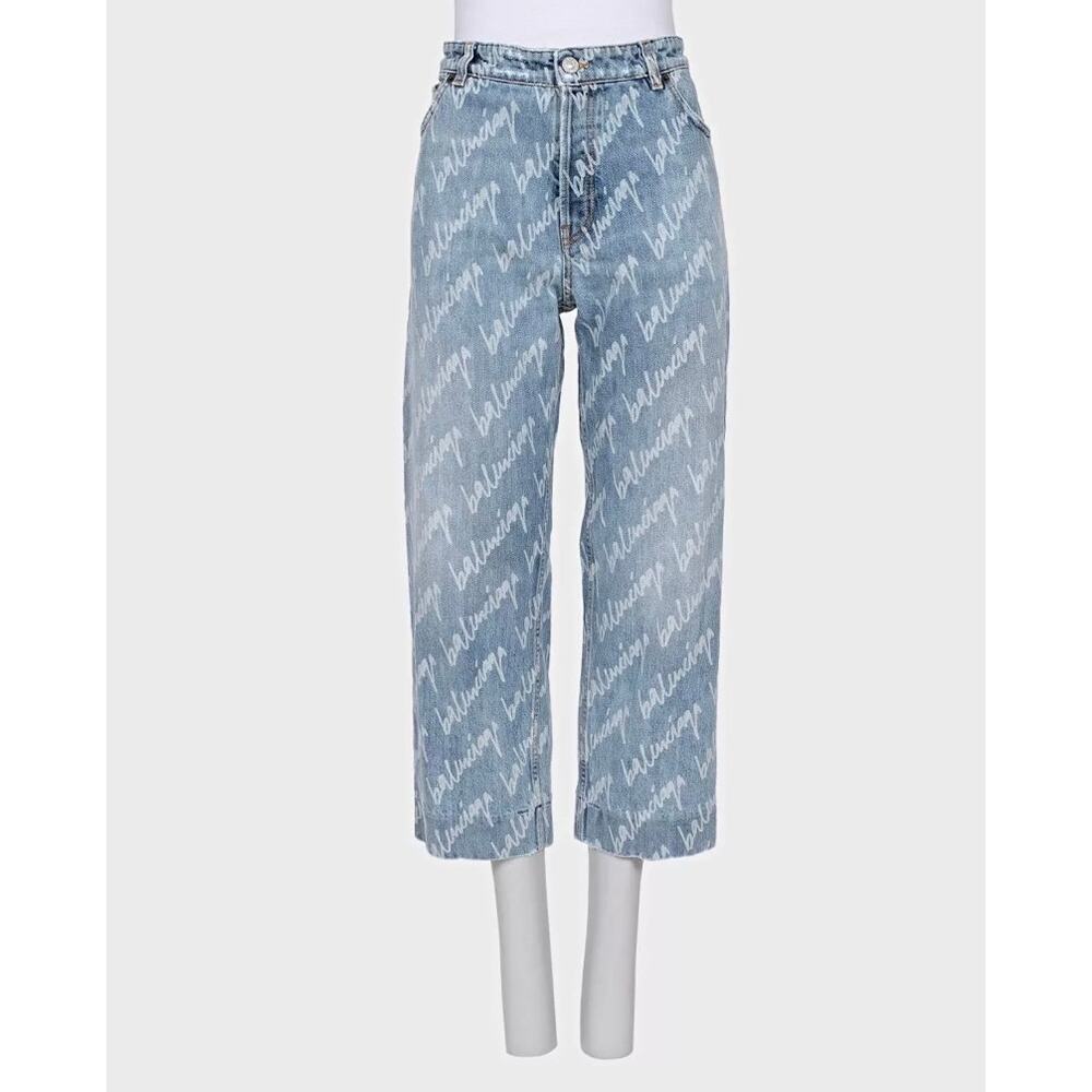 Balenciaga Cropped Jeans Signature Print W28/M